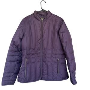 Eddie Bauer Jacket Womens Medium Purple Down Quilted Puffer Full Zip Winter Coat
